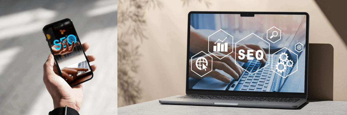 An image for a blog post about Brisbane SEO marketing, illustrating technical SEO with gears and code over a laptop.