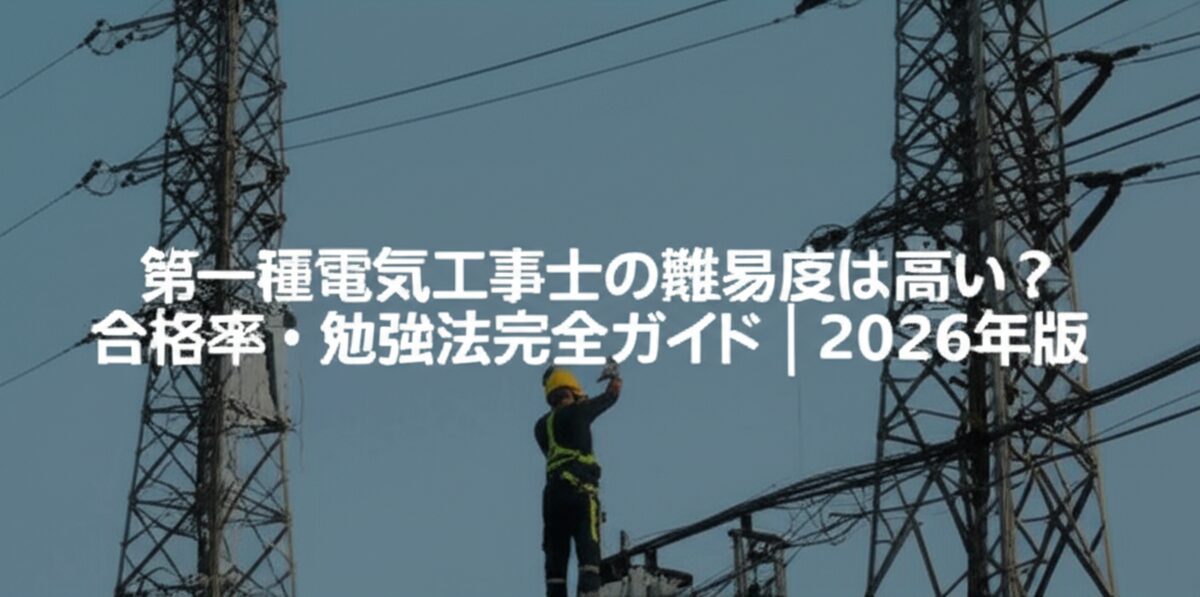 記事「第一種電気工事士の難易度は高い？合格率・勉強法完全ガイド｜2026年版」のアイキャッチ