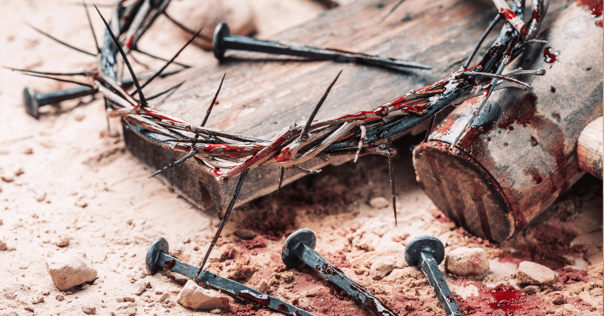 Despised and Rejected By Men - Crown of thorns nails blood splattered