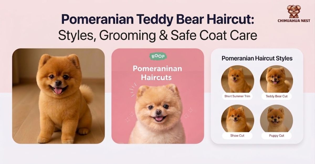 pomeranian teddy bear haircut styles, grooming & safe coat care