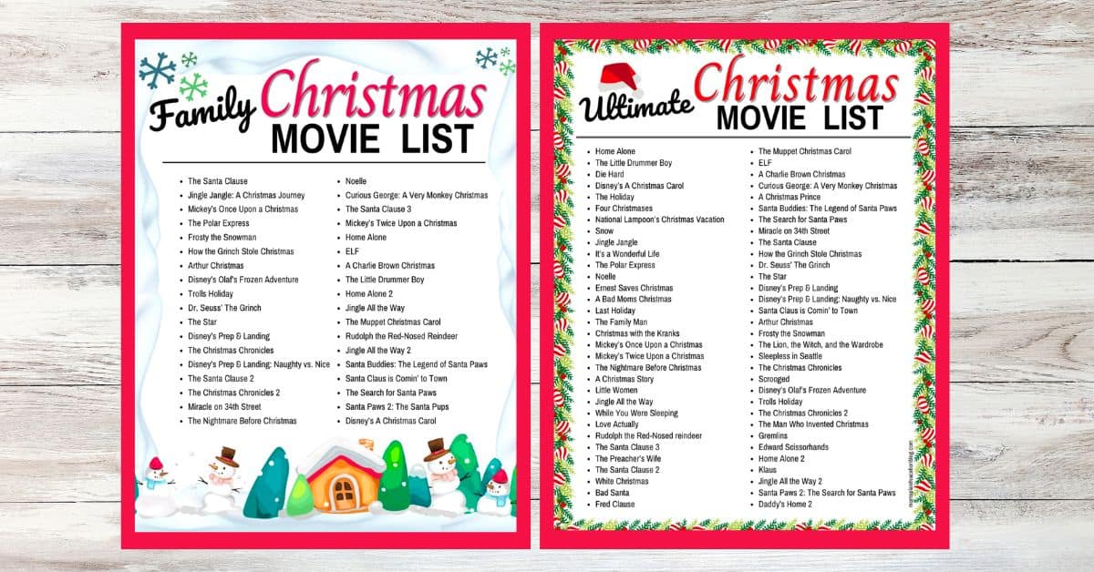 Printable Christmas Movie List