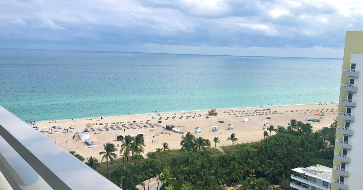 view of South Beach from hotel balcony