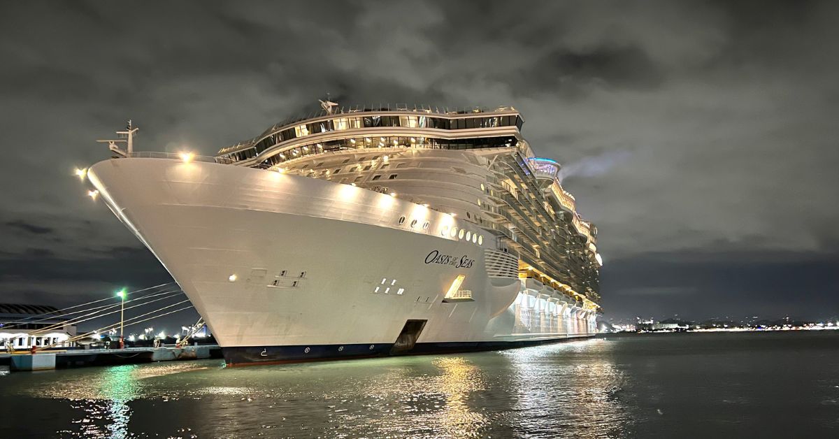 Oasis of the Seas cruise ship at night