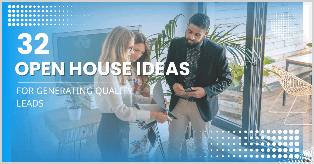 Professionals collaborating in a modern office with plants, promoting 32 open house ideas for quality leads.