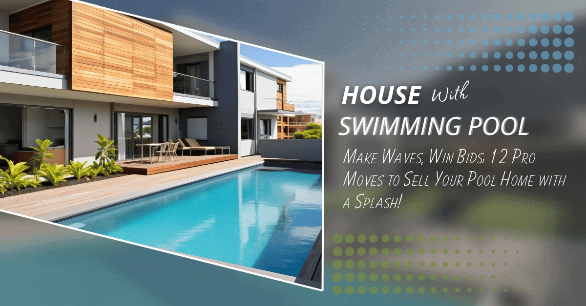 Modern house with a swimming pool, wooden deck, and lush plants. Explore tips for Selling a Home with a Pool and making it the ultimate buyer attraction.