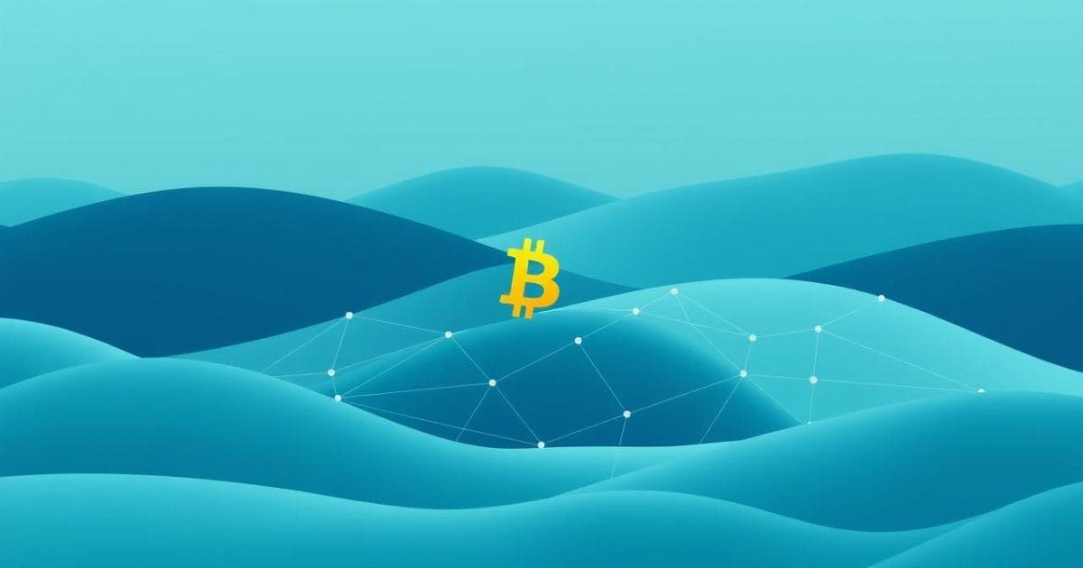 Cảnh quan trừu tượng minh họa sự phi tập trung của Bitcoin