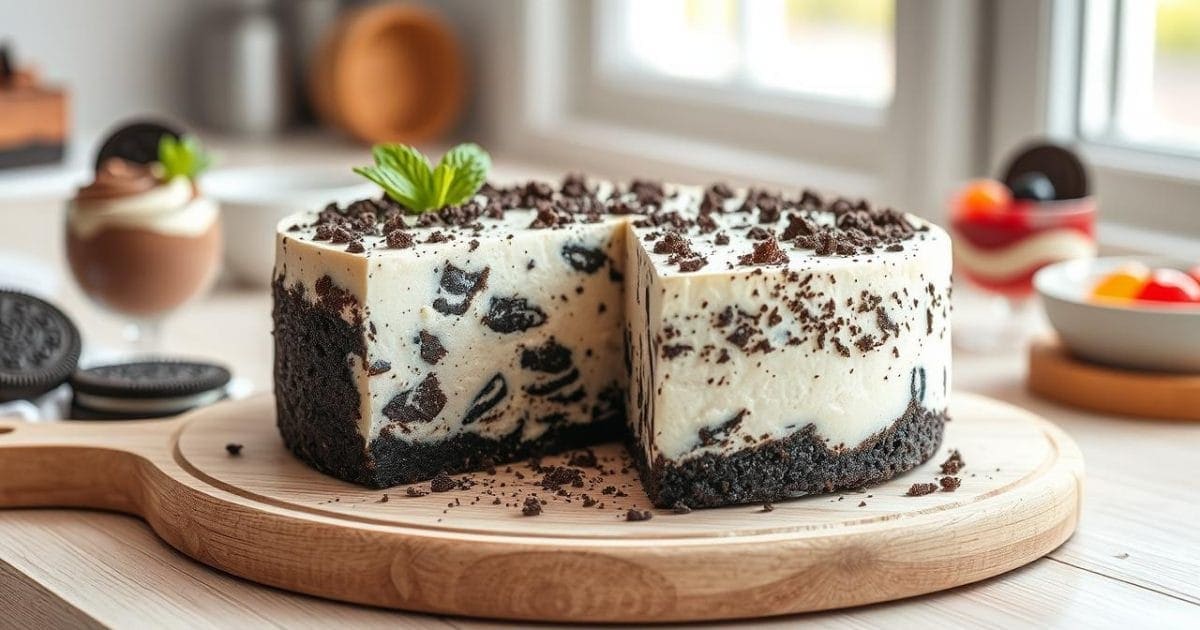 Bánh cheesecake Oreo không nướng béo ngậy, mát lạnh.