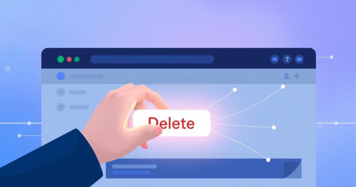 Cách Xóa Lịch Sử Tìm Kiếm Google Vĩnh Viễn Để Bảo Vệ Quyền Riêng Tư Của Bạn Minh họa kỹ thuật số một bàn tay người đang di chuột qua nút 'Xóa' phát sáng trong giao diện 'Hoạt động của tôi' của Google, tượng trưng cho việc kiểm soát và xóa bỏ dữ liệu cá nhân để bảo vệ quyền riêng tư.