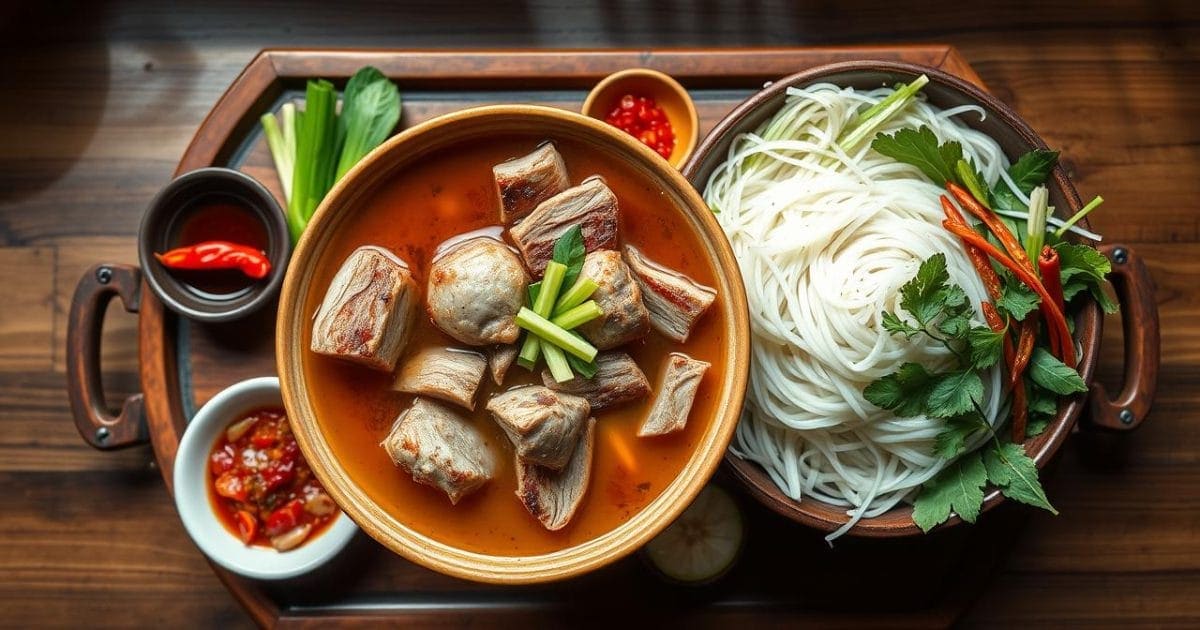 Món bún chả Hà Nội truyền thống trên bàn ăn