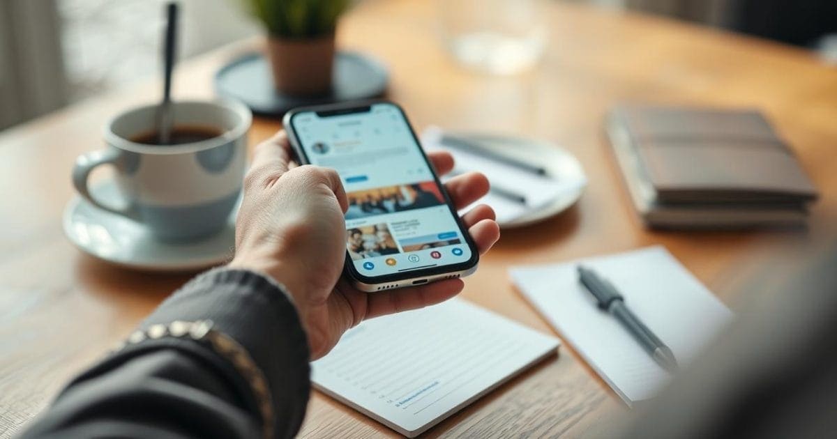 Hành động đặt điện thoại xuống bàn làm việc, biểu tượng cho việc chủ động quản lý thiết bị điện tử để tập trung vào công việc quan trọng hơn.