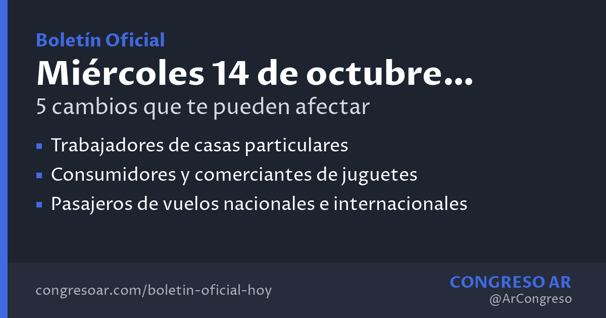 Boletín Oficial del miércoles 14 de octubre de 2026: 5 cambios