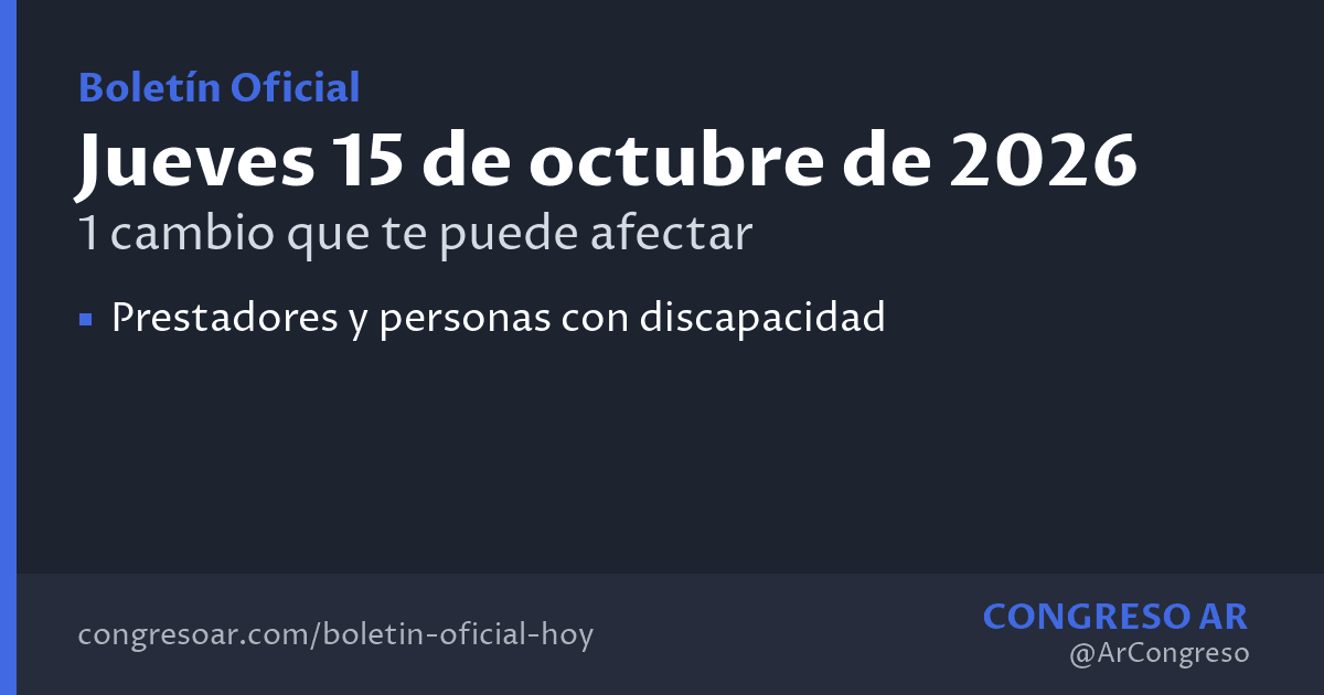 Boletín Oficial del jueves 15 de octubre de 2026: 1 cambio