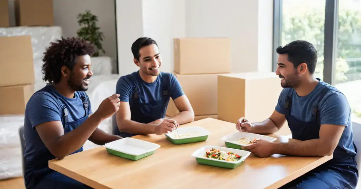 cross-country movers enjoying lunch gratuity