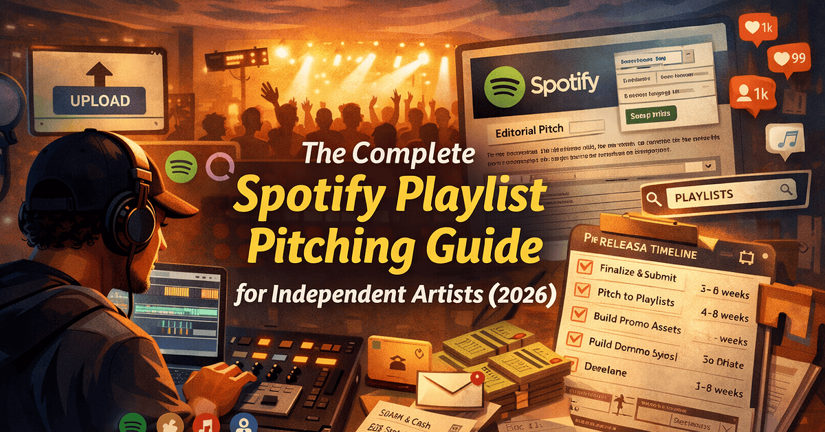 How to pitch to Spotify playlists in 2026 — guide cover for independent artists by HarmENT