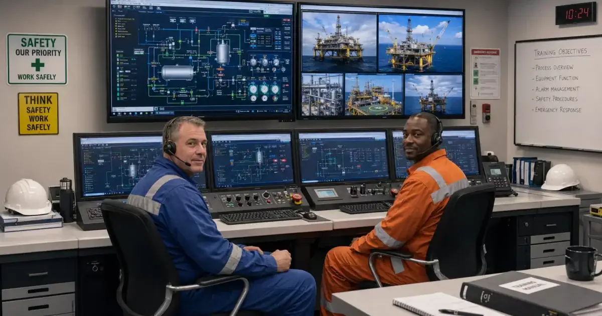 Instructors in a simulator control room