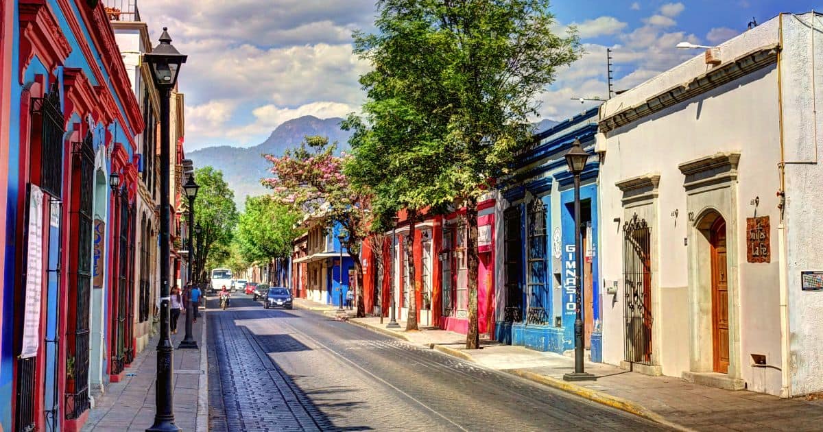 colorful buildings in downtown oaxaca city mexico