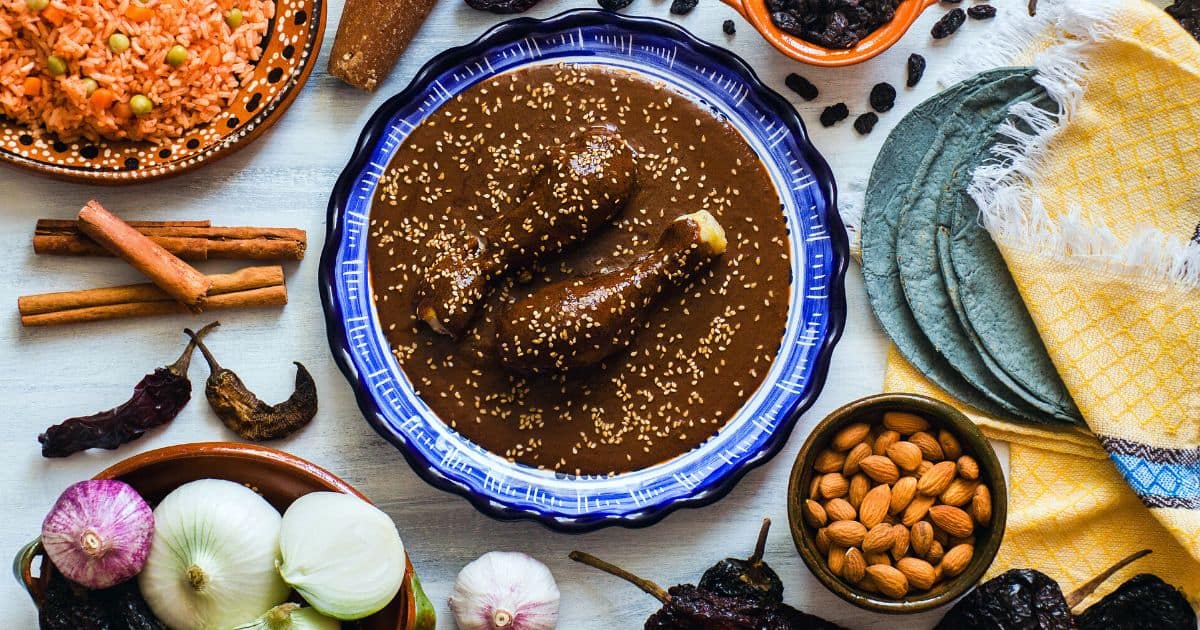 plate of mole negro, one of the best oaxaca moles to eat