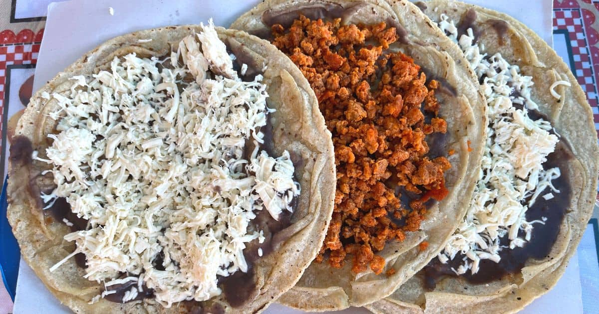 plate with three of the best memelas oaxaca has