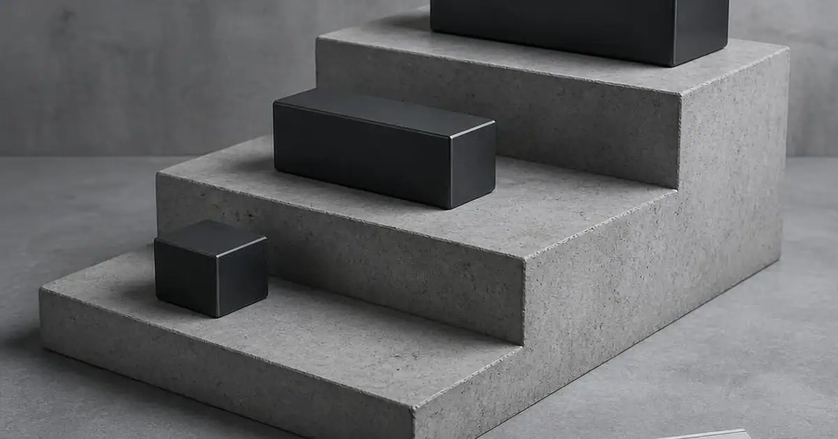 Generic devices of ascending size on stepped blocks with an open metal caliper
