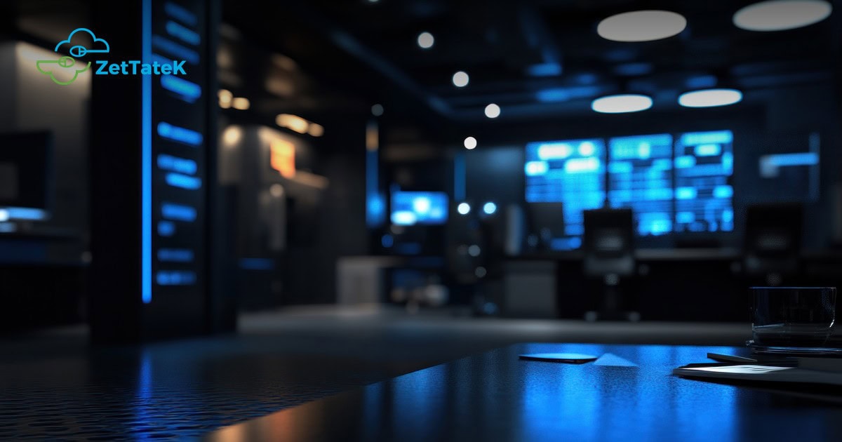 Sala de monitoreo de seguridad con las pantallas encendidas y sin nadie presente