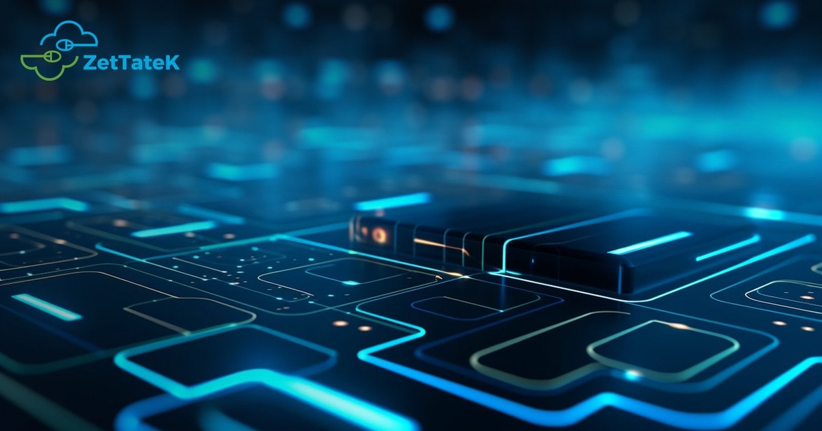 Malla de red iluminada en azul que representa la infraestructura que vigila un NOC