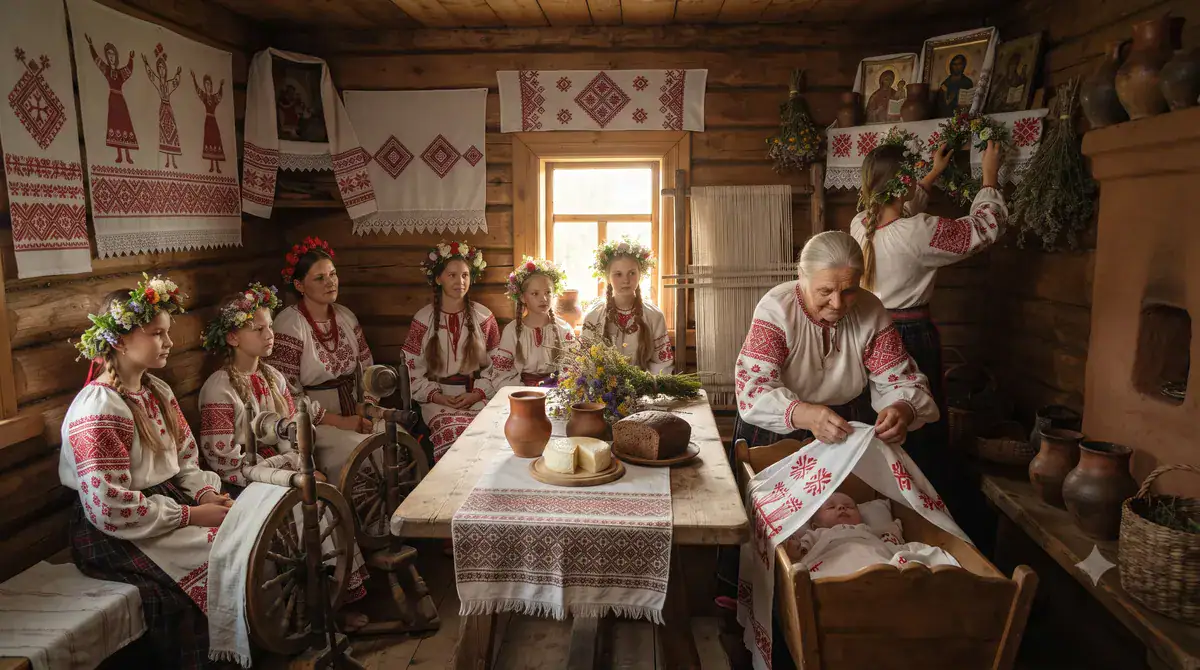 Женщины у колыбели новорождённого и культ Рожаниц у восточных славян
