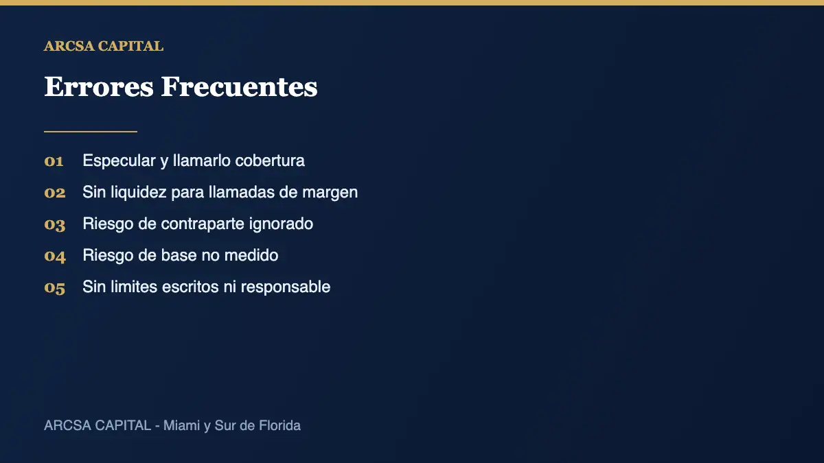 Errores frecuentes al utilizar derivados financieros en un portafolio