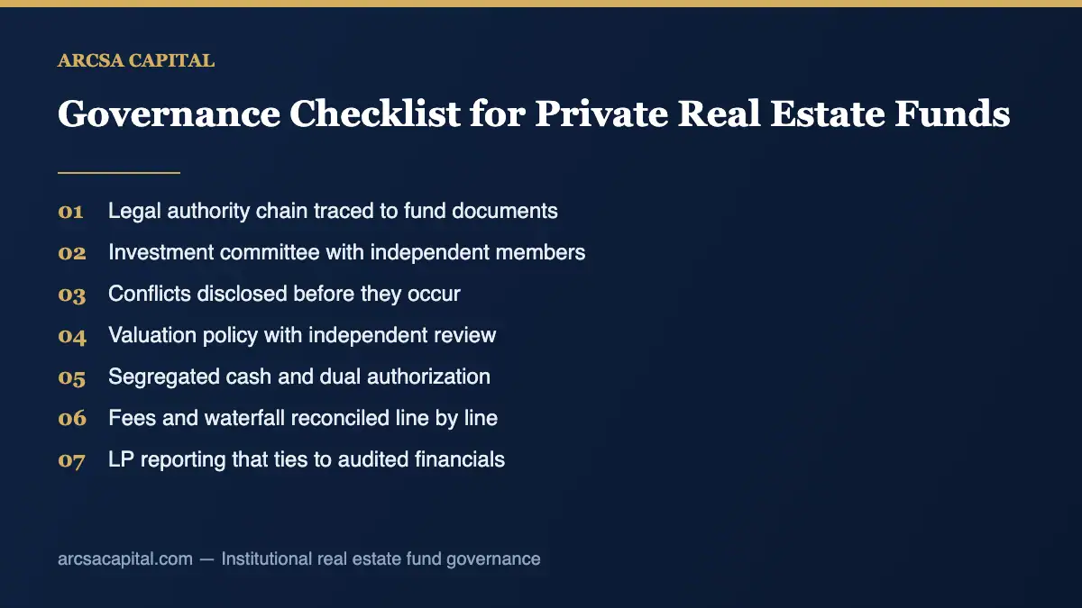 Governance checklist for private real estate funds: nine institutional control points