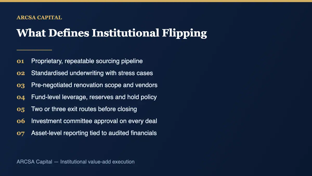 Institutional flipping in real estate: seven defining characteristics