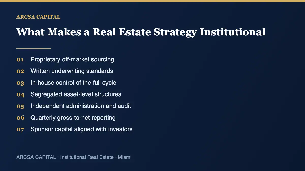 Institutional real estate markers defined by ARCSA Capital
