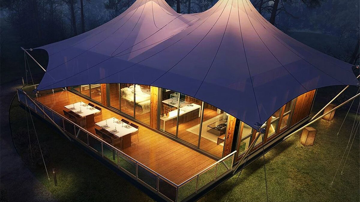 kanopi membrane, puncak, arsitektur modern