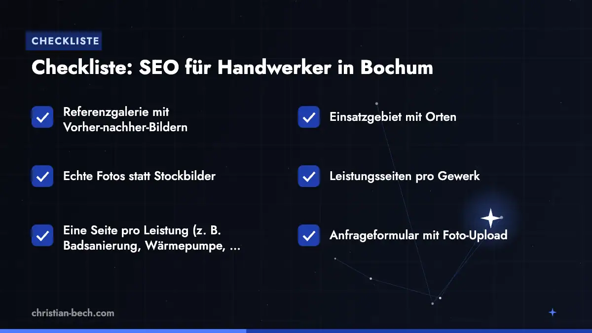 SEO für Handwerker in Bochum: Checkliste