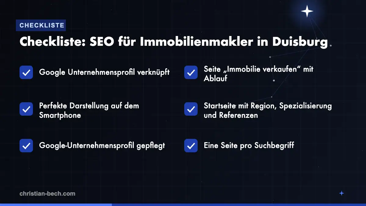 SEO für Immobilienmakler in Duisburg: Checkliste