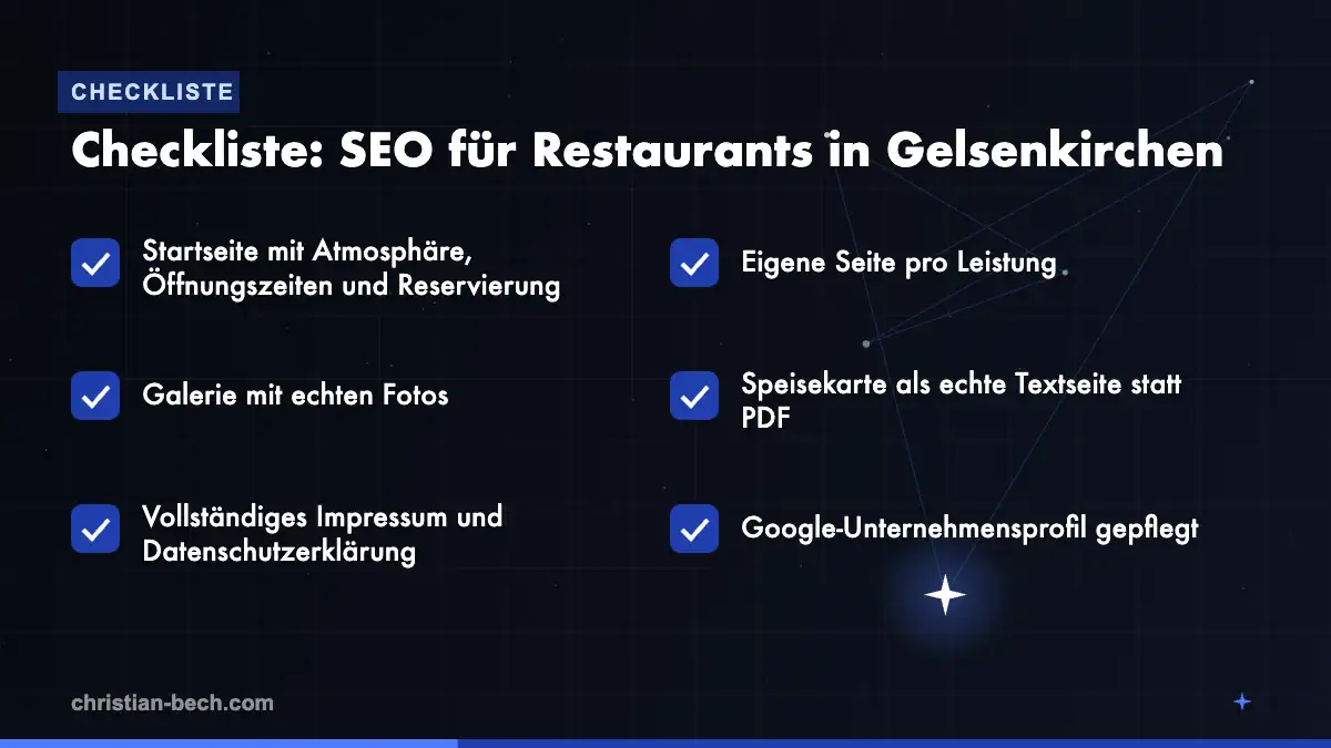 SEO für Restaurants in Gelsenkirchen: Checkliste