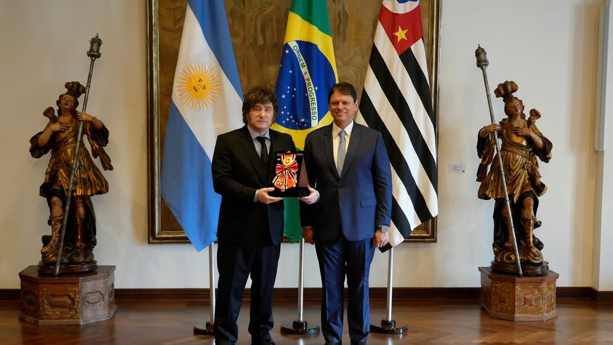 Javier Milei inició su agenda en Brasil y se reunió con el gobernador de San Pablo Tarcísio de Freitas