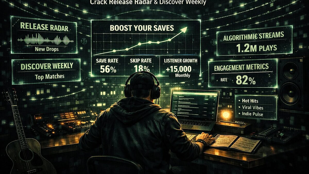 How to get on Spotify algorithmic playlists in 2026 — Discover Weekly, Release Radar, Radio, Autoplay and Daily Mix triggers, save rate, skip rate and Discovery Mode explained