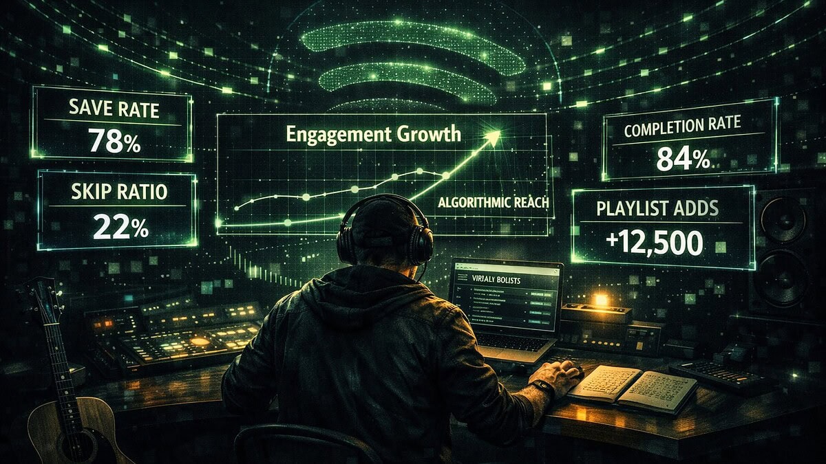 How to trigger the Spotify algorithm in 2026 — Spotify for Artists dashboard, save-rate graph, Discover Weekly cover and Release Radar cover