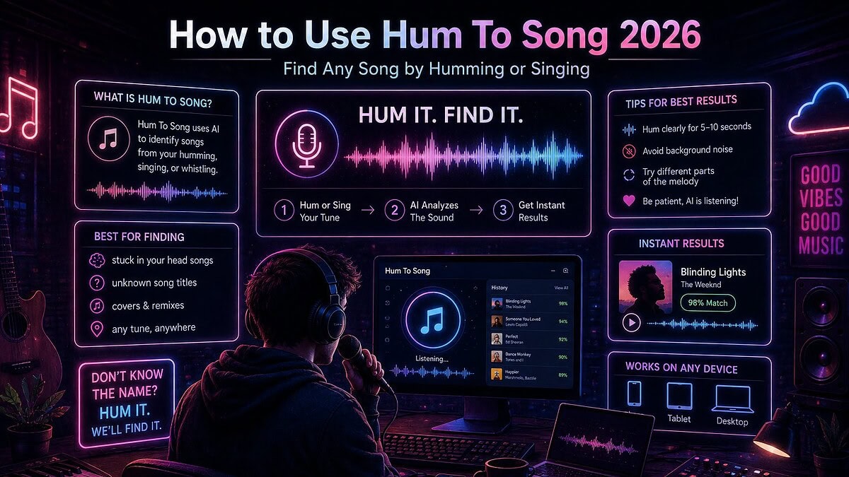 Hum to song — identifying a song by humming in 2026 using Google hum to search, SoundHound, Midomi and Harment's melody analyser
