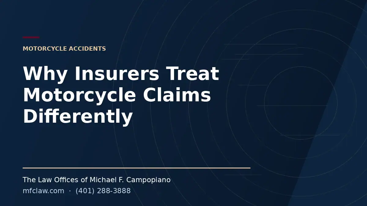 Why insurers treat motorcycle claims differently - MFC Law Rhode Island motorcycle accident guide