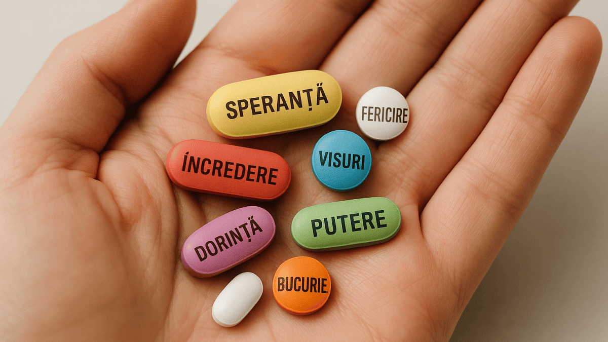 Psiholog Pitești – Efectul Placebo ilustrat prin pastile colorate cu mesaje pozitive