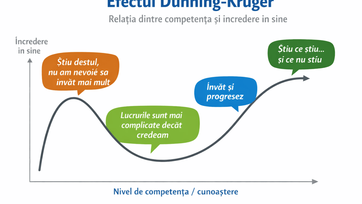 Efectul Dunning-Kruger in psihoterapie – competenta si incredere in sine explicate de Psiholog Pitesti