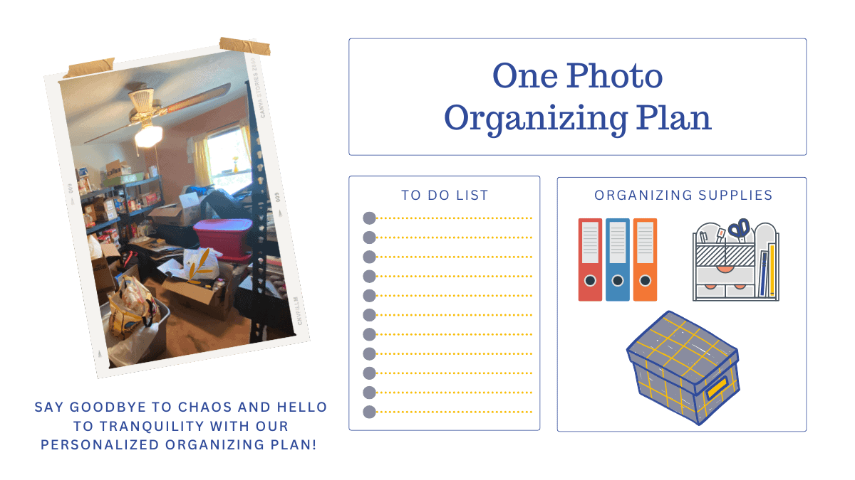 Cluttered room with shelves and storage boxes, emphasizing the need for organized living spaces.
