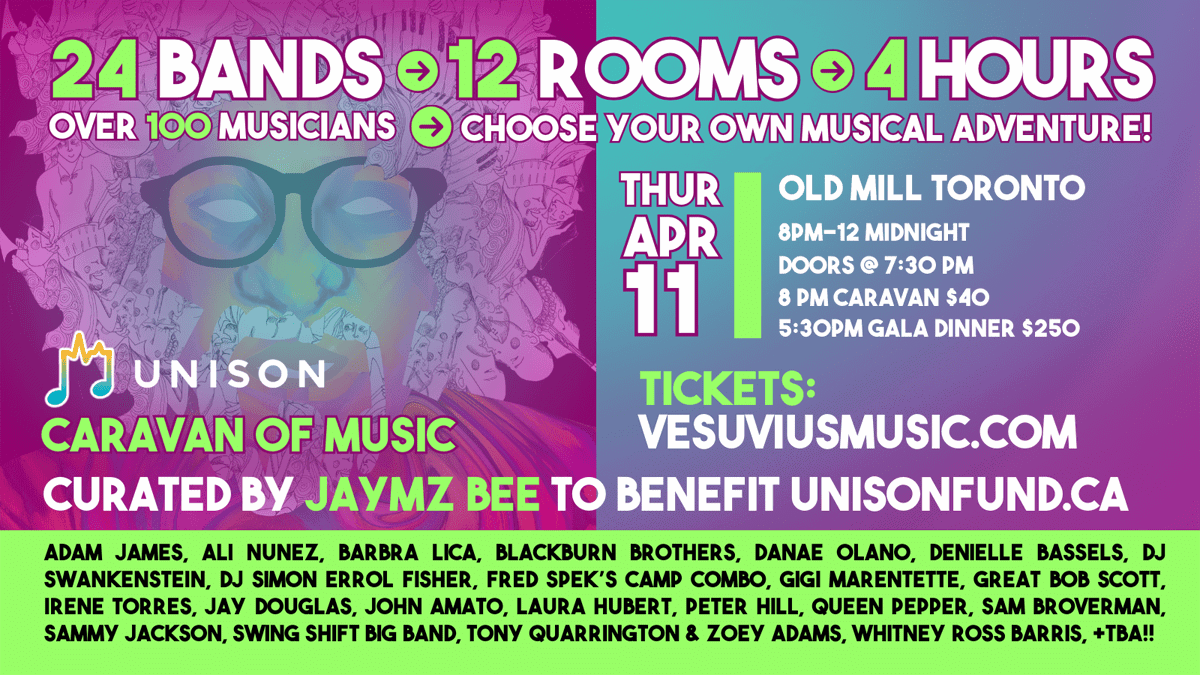 Jaymz Bee’s Caravan of Music to Benefit The Unison Fund happens in April