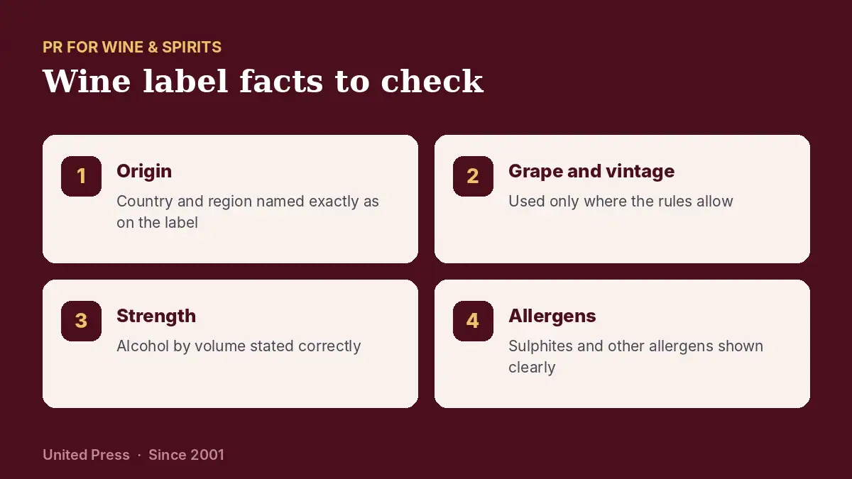 PR for Wine and Spirits 4 PR for wine & spirits: label facts to check before every story