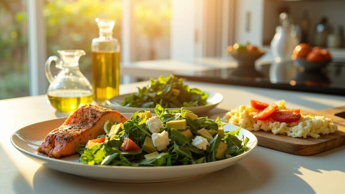 low carb meal plan for beginners - fresh ingredients on kitchen counter