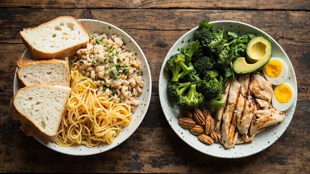 low carb meal plan for beginners - comparison of refined vs whole foods