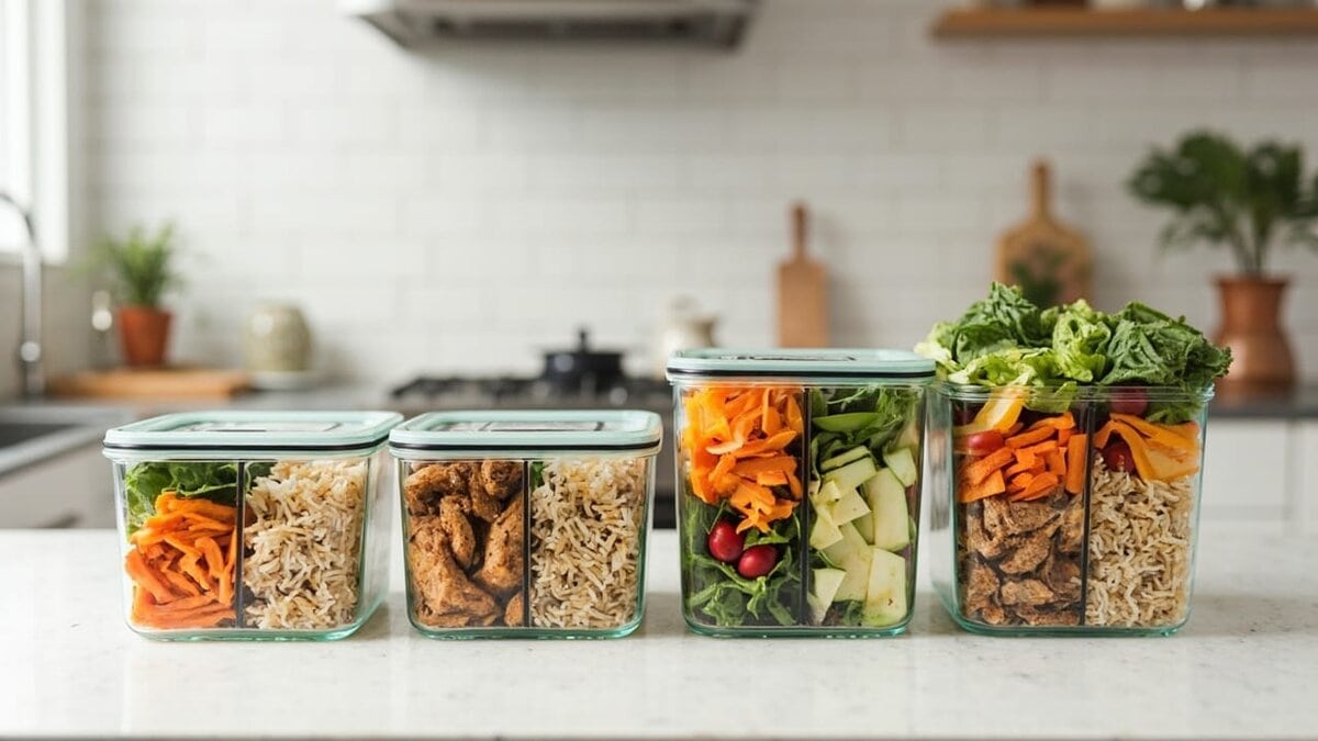 Balanced meals benefits for weight loss - weekly meal prep containers with balanced portions