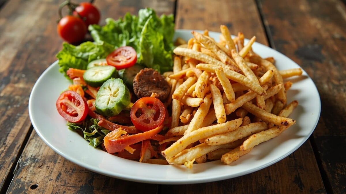 Balanced meals benefits for weight loss - whole foods plate versus processed fast food comparison