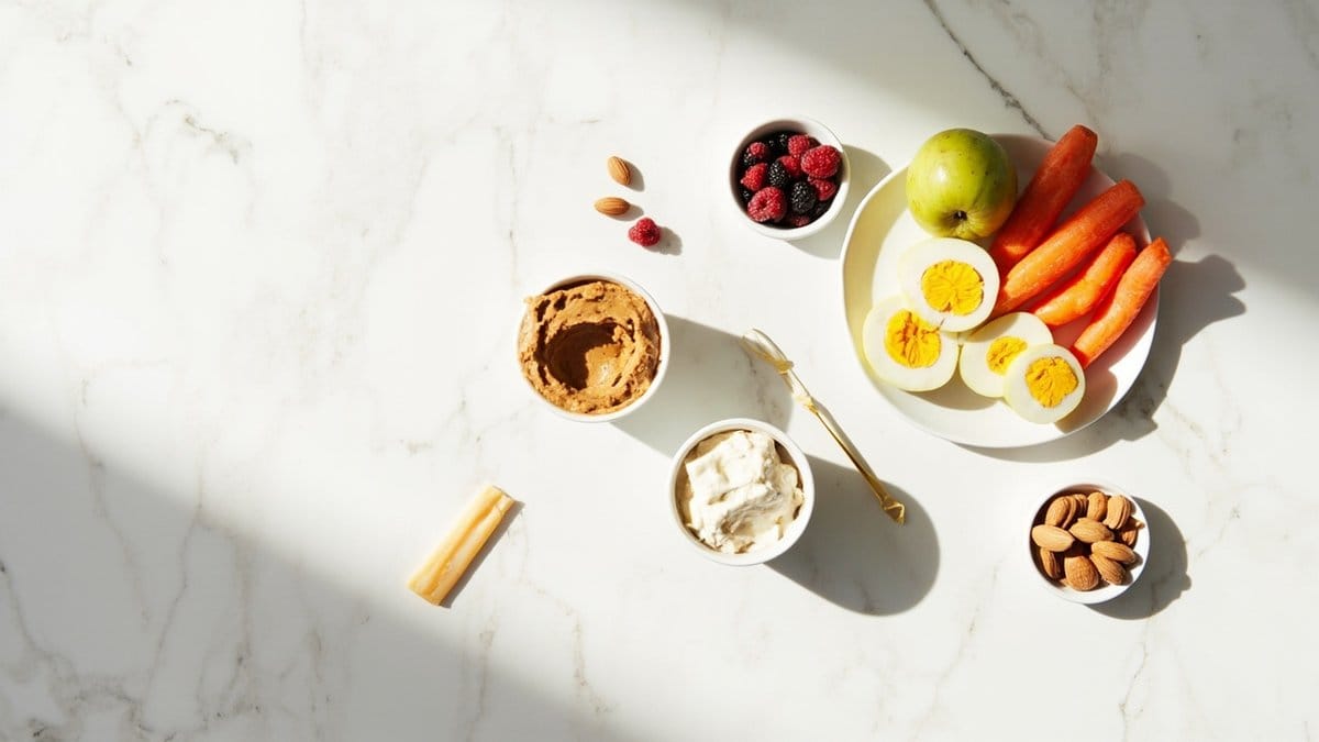 healthy snacks under 100 calories - colorful snack spread photograph