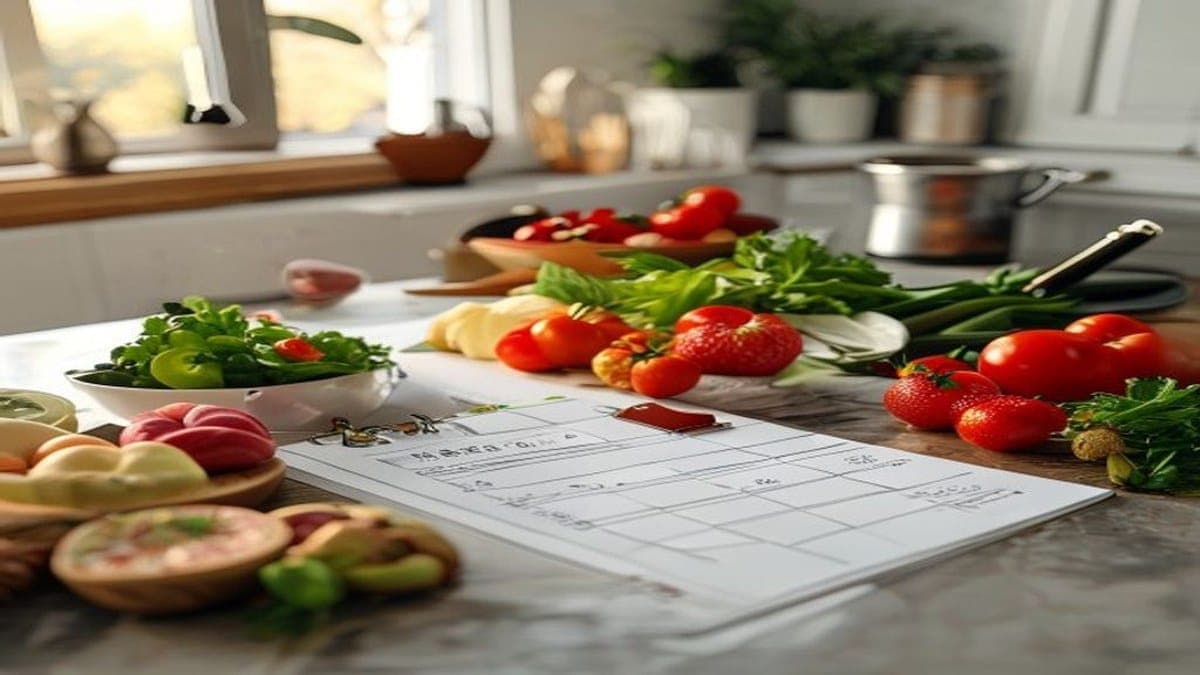 nutritional diet for beginners - common pitfalls infographic with fresh whole foods on a kitchen table
